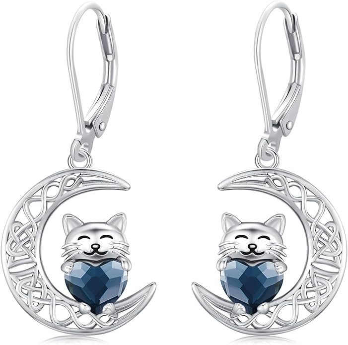 925 Sterling Silver Cat Earrings Cute Animal Kitten Stud Earrings cat Jewelry Gifts for Women Girls Hypoallergenic Earrings for Sensitive Ears