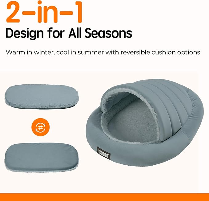 BALANCE 2 in 1 Cat Bed Cave for Kittens and Small Dogs, Cat Tents for Indoor Cats, Covered Cat Beds with Removable Cushion, Calming Cat Nest, Cat Hideaway, Washable Cat House with Non-Slip Bottom