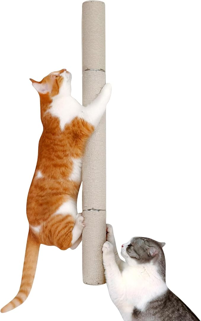 34" Wall Mounted Cat Scratcher for Indoor Large Cats, Extra Tall Wall Mounted Sisal Scratcher for Kittens, Sisal Cat Scratching Post,Cat Climbing Pole