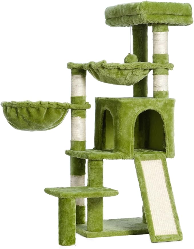 Cat Tree for Small Cats/Kitten, Cat Tower with condo, 2 Baskets, Platform, Scratch Board, Cat Scratching Posts for Indoor Cats, Green GCT003SGR