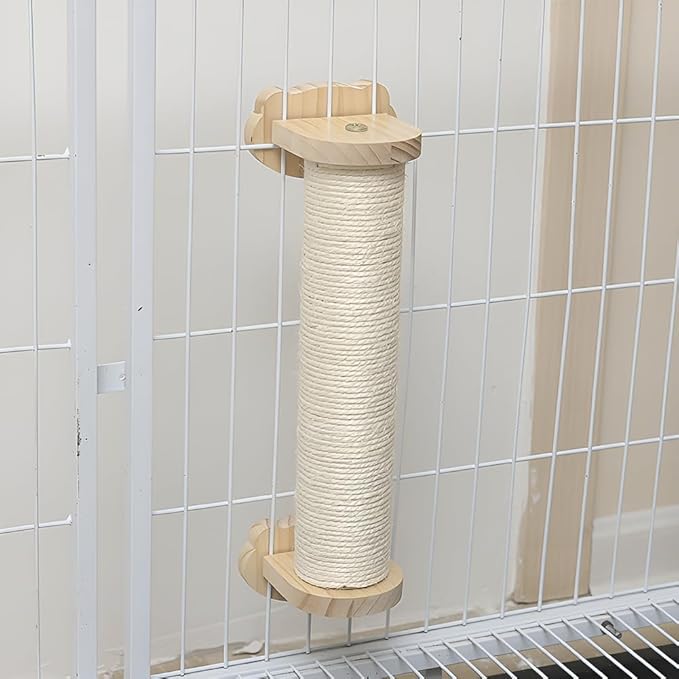 haozaikeji Cat Scratching Post for Crate Cage, Cage Mount Cat Scratcher Cage Scratcher Pole Natural Sisal Cat Scratching Post with Self Groomer and Massager for Indoor Cats Kitten
