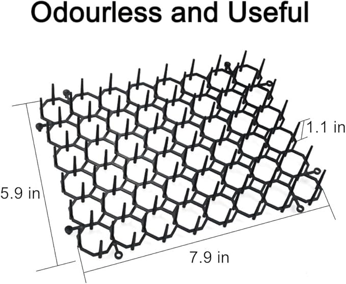 12 Pack 7.9 X 5.9 Inch Square Cat Scat Mats for Cats with Spikes, Prickle Strips from Digging Cat Deterrent Outdoor Include Staples and Zip Ties