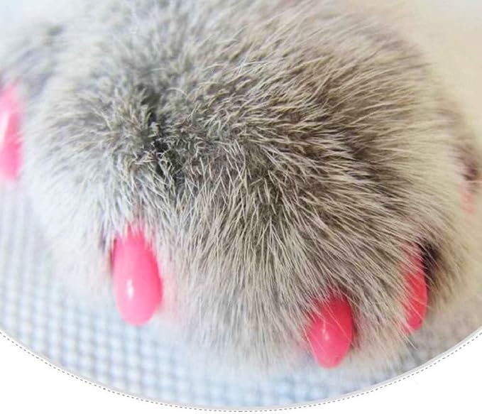 20Pcs Soft Reusable Plastic Colorful Cat Nail Caps Paw Claw Protector Cover with Glue - White M Useful and Deft Cat Claw Care