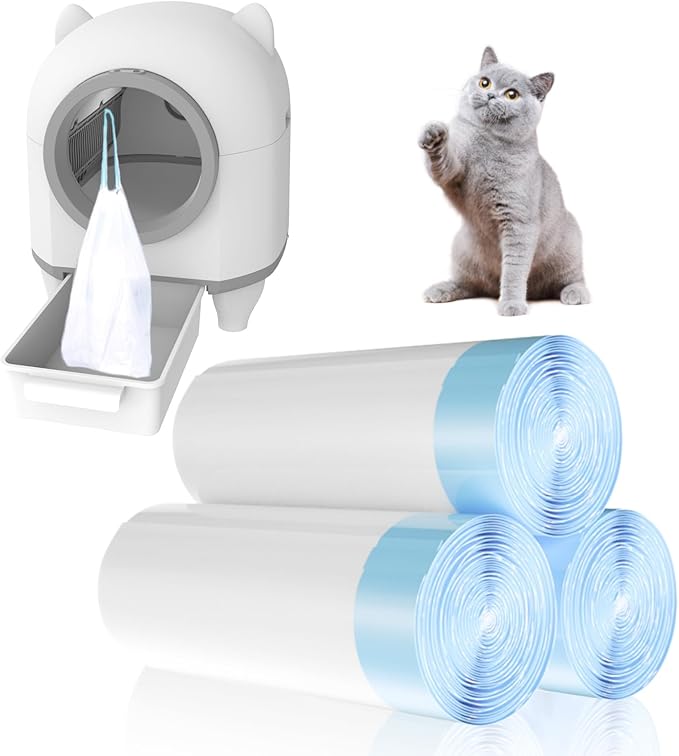 45 Count Extra Large Cat Litter Box Liners - Drawstring Cat Litter Bags for Self Cleaning Litter Boxes, 25x15 Inches, No Mess, No Odor, Easy to Install and Dispose, Hygienic and Durable Litter Liners