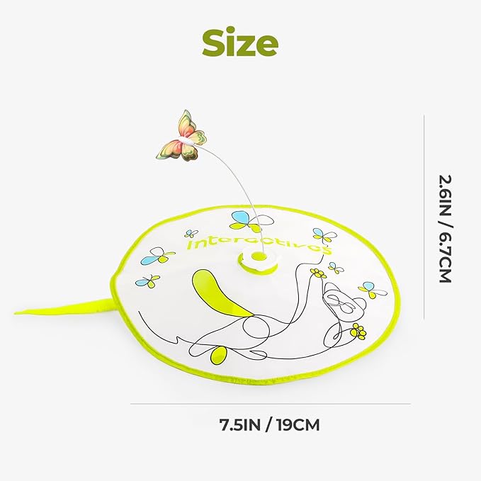 ALL FOR PAWS 2 in 1 Cat Toys Hide-N-Seek Cat Wand Toy Automatic Kitten Flutter Toy with Butterfly Spinner, Cat Moving Feather Toy for Indoor Cats