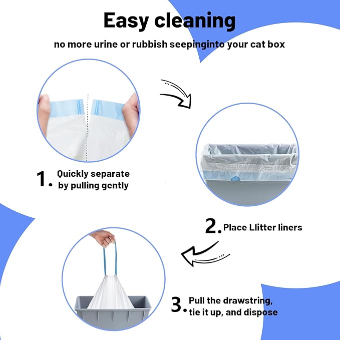 40 Count Extra Large Cat Litter Box Liners, Cat Litter Waste Receptacles Bags for MeoWant MW-SC01/MW-SC02/MW-LR01 Self-Cleaning Cat Litter Box