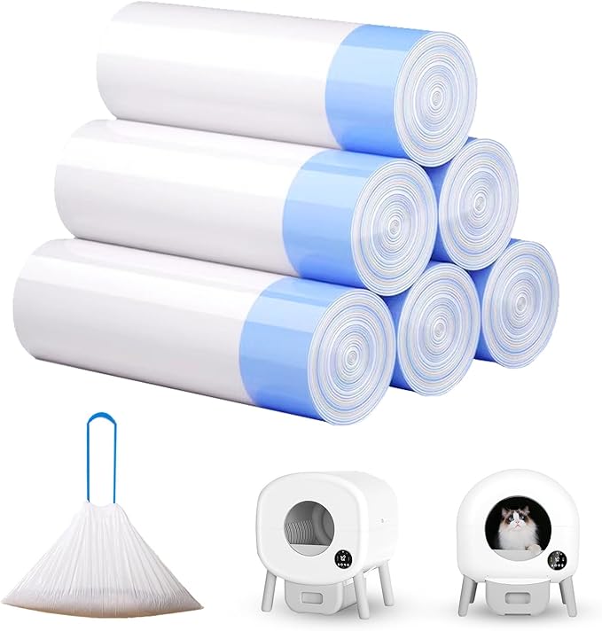 120 Count Cat Litter Box Liners for ZeaCotio and Cumrige Self Cleaning Litter Box, Extra Thick Heavy Duty Cat Litter Bags Replacement, Cat Litter Box Liners 3-4 Gallons of Capacity