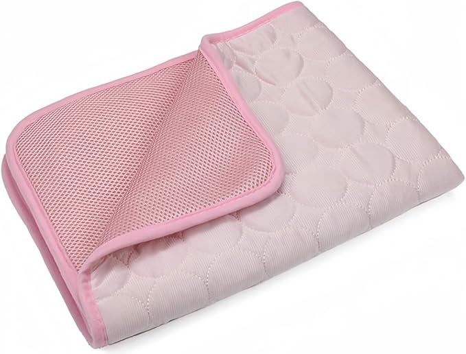 Dog Cooling Mat Washable, Portable Summer Dog Pad, Water-Absorbent Pet Cooling Pad, Ice Silk Self-Cooling Mat for Dog for Kennel/Sofa/Bed/Floor/Car Seats(Pink,21x27in)