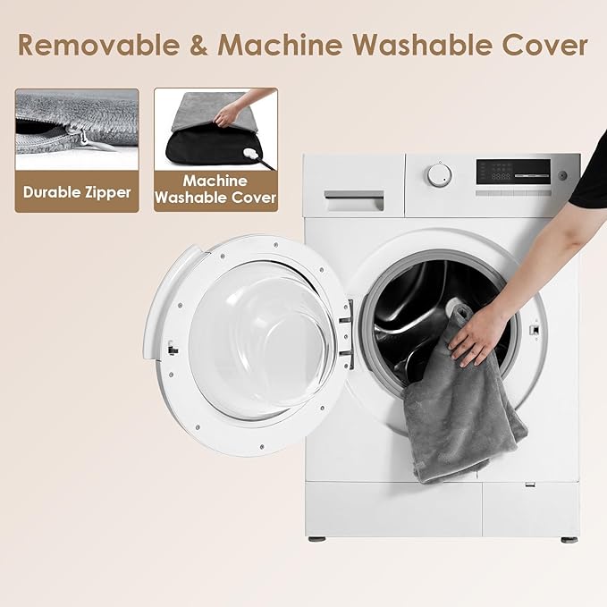 EHEYCIGA Heated Cat Bed Indoor, 6 Adjustable Temperature Dog Cat Heating Pad with Timer, Pet Heating Pad for Cats with Chew Resistant Cord, Waterproof Cat Heating Pad for Winter, 18"x16", Grey