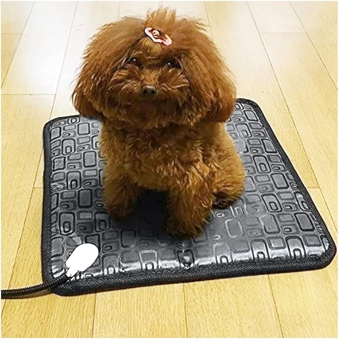 La La Pet® Mat for Dog and Cat Constant Electric Heating Temperature Warming Pad Cushion Bed Mat for Pet,Grey-Grid