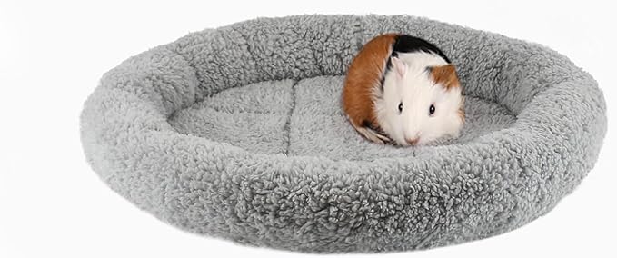 Enjoying Small Cat Bed Mat, 13.78" Round, Self Warming Cat Bed with Pillow Around, Dog Kitty Curling Sleep Cushion, Soft Cat Pad for Carrier/Crate, Rabbit Warm Bed, Antiskid Bottom, Small