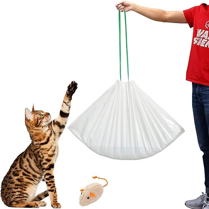 30 Pieces Jumbo Cat litter Box Liners, 46" x 19" XXL Heavy Duty Litter Tray Liner Bags with Drawstring for Extra Large Cat Litter Box