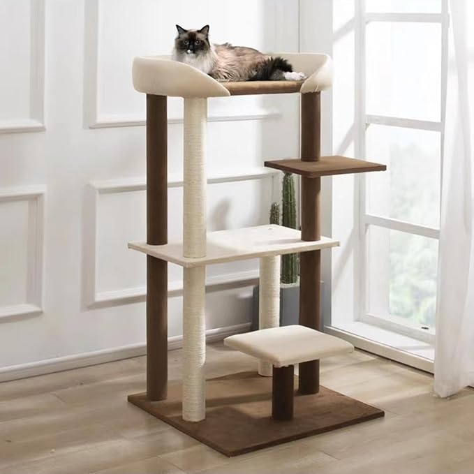 Modern Cat Tree Tower with Extra Large Platform Perch Bed for Large Cat Maine Coon and Big Cat Couch Sofa for Multiple Cats
