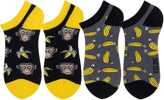 2 Pairs Funny Cartoon Animal Print Cotton Ankle Socks for Women Teens