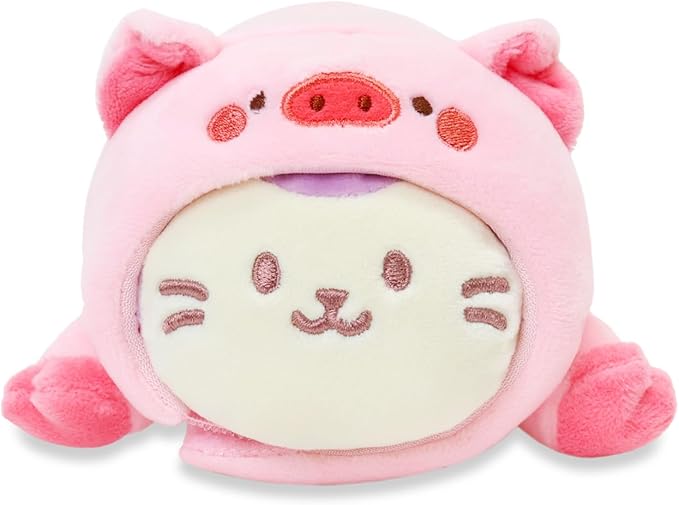 Anirollz Stuffed Animal Plush Toy – 6" Small Blanket Outfitz Doll | Soft, Squishy, Warm, Cute, Comfort, Safe | Birthday Pillow with Kawaii Lavender Purple Kitty Cat Pig Kittiroll