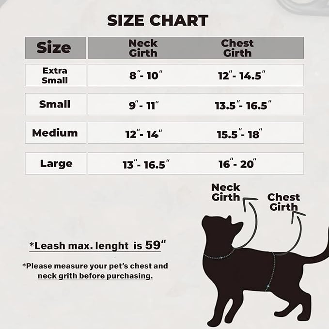 Cat Harness and Leash Set, Cats Escape Proof - Adjustable Kitten Harness for Large/Medium/Small Cats, Walking Travel Petsafe Harness (Boom!, Large)