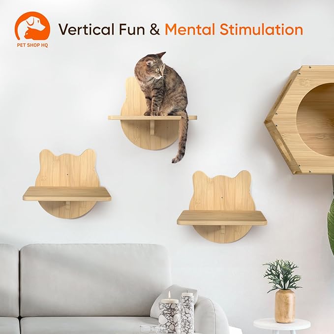 Cat Wall Shelves Furniture for Climbing - Cat House Wall Mounted - Indoor Wooden Floating Cat Furniture - Different Models Including Shelves, Perches, Hammock, Bed, Bridges, Walkways