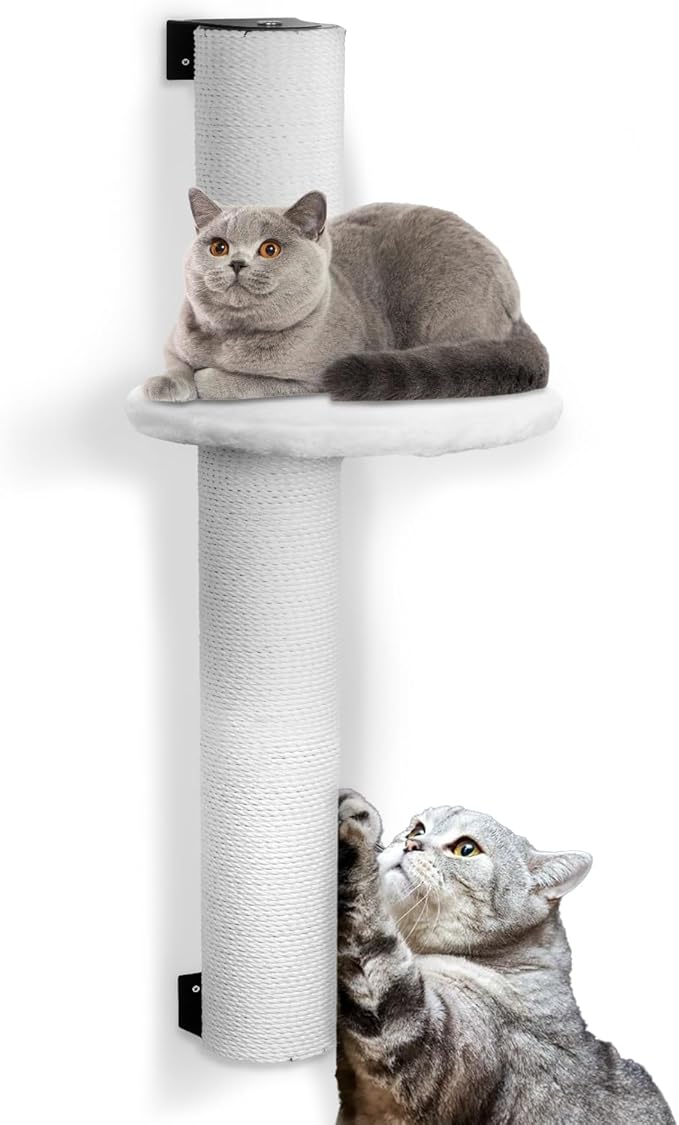 Cat Wall Scratcher, 36.2 Inch Tall Cat Scratching Post for Indoor Cats Adults & Kitten, Durable Sisal Cat Scratch Post with Cat Wall Shelves, 4.1 Inch Large Diameter Sturdy Cat Pole