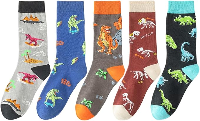 5 Pairs Cute Animal Crew Socks Fun Casual Cotton Calf Socks for Women