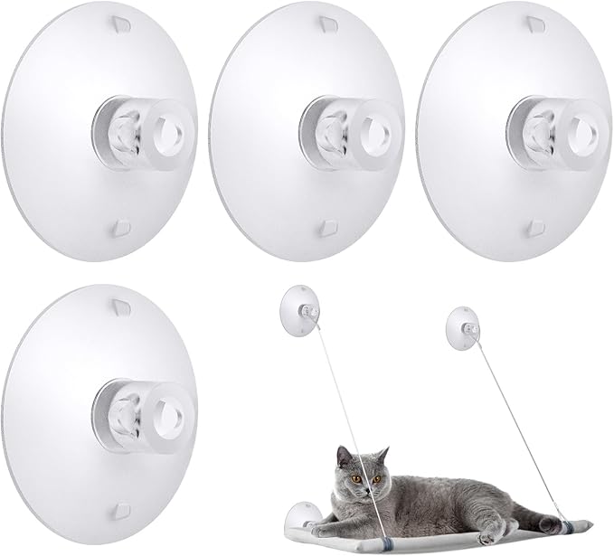4 Pieces Cat Window Perch Suction Cup Powerful Cat Window Bed Seat Replacement Suction Cup Clear PVC Sucker Pads for Cat Hammocks Cat Window Seat Cat Perch