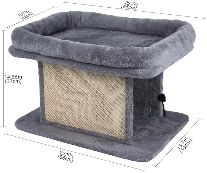 Large Cat Bed with Scratching Post and Combing Board, Sturdy and Durable, Ideal for Small Breeds