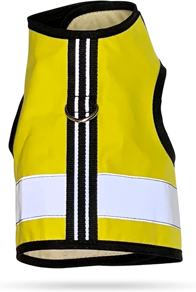 Reflective Cat Harness - High-Visibility Cat Vest for Day & Night | Secure, Breathable and Washable Cotton | Ideal for Walking & Traveling - Sunshine Yellow, S to M