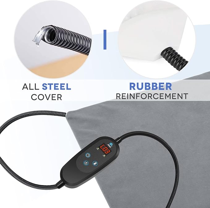 Pet Heating Pad Temperature Adjustment Dog Heating Pad Anti-bite Puppy Heating Pad with Timer Cat Heating Pad Indoor Waterproof Pet Warming Pad Electric Heated Bed Mat Dog