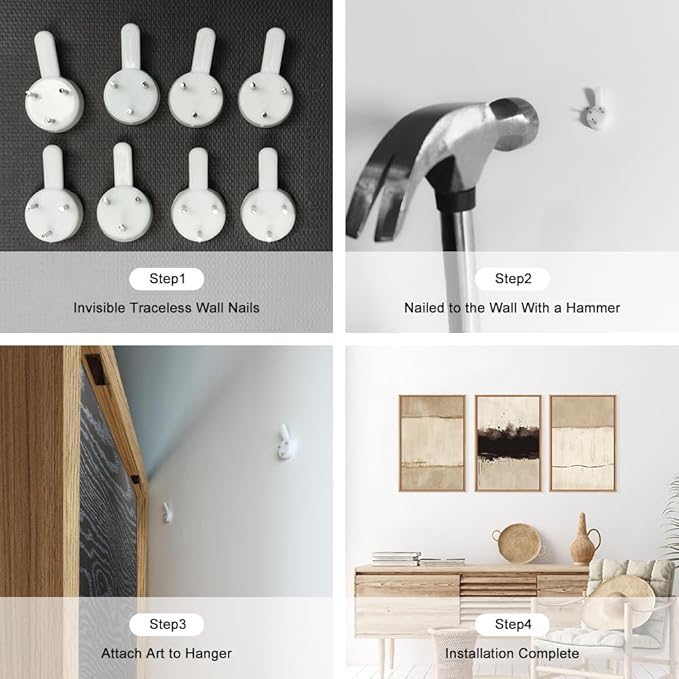 Ausril Large Neutral Textured Framed Canvas Wall Art Set, Minimalist Beige Shapes Wall Decor, Abstract Grunge Landscape Wall Painting, Modern Textured Art Prints for Living Room, Bedroom 16"x24"x3