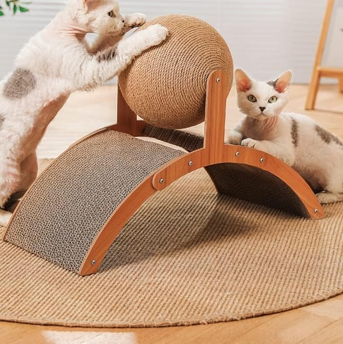 Cat Scratch Pad, Ferris Wheel Design, Suitable for Cat Play, Interaction, Nail Grinding, Bite Resistant. (Arch, Middle)