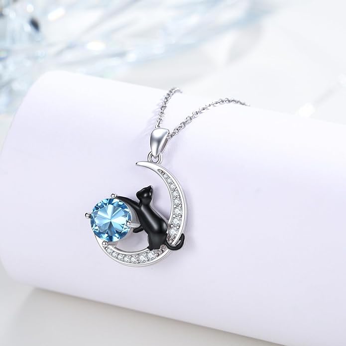 Animal Necklace 925 Sterling Silver Cat/Dog/Fox/Axolotl/Highland Cow Pendant Necklace Cute Animal Jewelry Graduation Gifts for Women