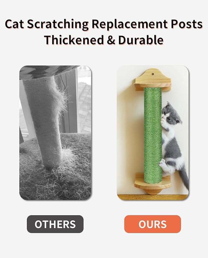 BNOSDM 4 Pcs M8 15”x2.75” Cat Tree Scratching Post Replacement Parts for Indoor Cats Tower Rope Scratch Poles Refill Sisal Pole Part for Refurbishment Hemp Kitty Furniture Accessories Spare