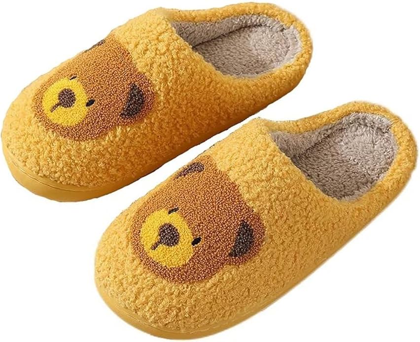 Animal Pattern Slippers - Hello Cat, Bear, Moose & Love Designs - Comfy Memory Foam Plush Cloud Slippers for Couples & Indoor Home