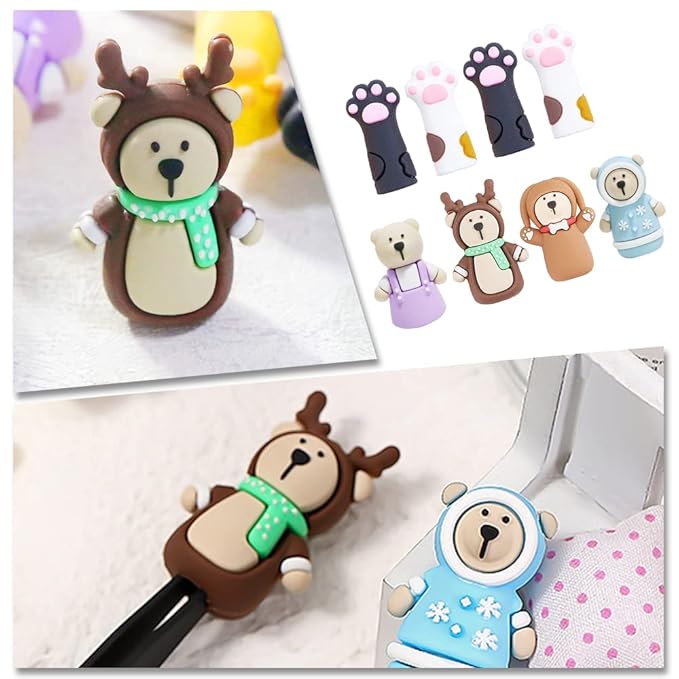 8 Pcs Nipper Protective Sleeves Cute Cat Paw Protective Covers Cute Animal Cuticle Scissors Cover Caps for Nail Nipper Tweezers etc