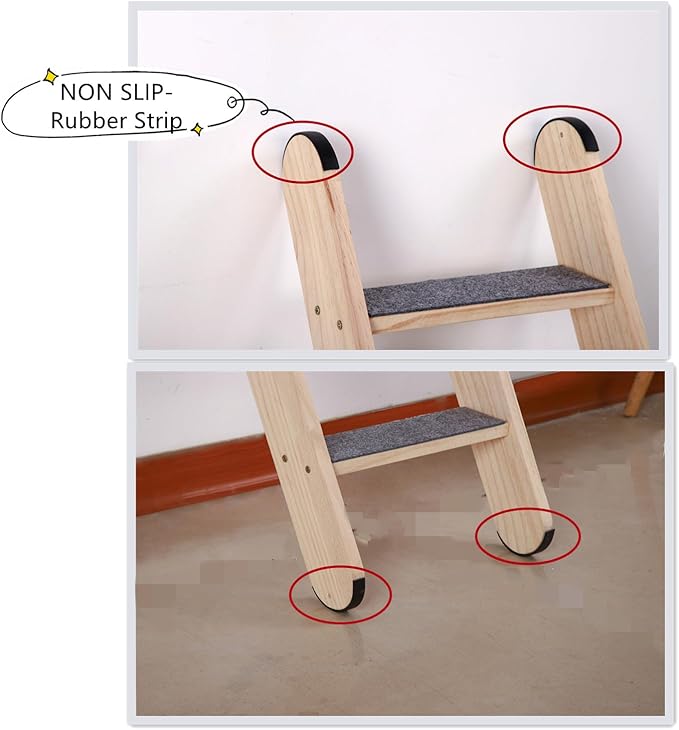 SHENGOCASE Solid Wood Wall Leaning Cat Ladder for Indoor Cats and Small Medium Dog, Cat Stair Step for Window Bed, Cat Wall Climbing Furniture (47.2")
