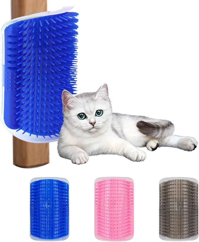 3 Pcs Cat Self-Groomer Soft Wall Corner Cat Grooming Brush Indoors Pet Scratcher Massage Comb with Catnip for Long Short Fur