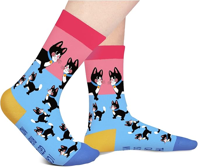 AGRIMONY Funny Cat Dog Socks for Women Teen Girls-Animal Novelty Cute Socks-Mothers Day Cat Dog Mom Gifts Stocking Stuffers