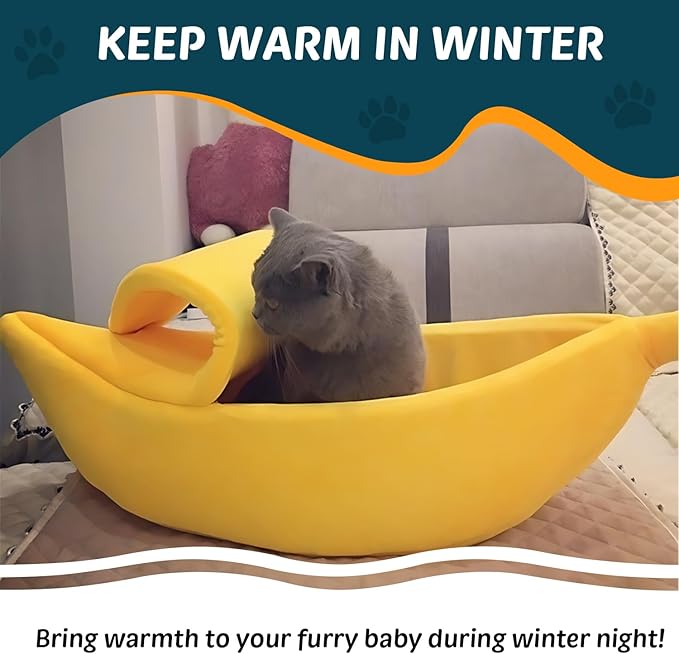 Banana Pet Bed Cute Funny Banana Bed Medium Size for Dogs, Indoor Cats, Small Animals, Christmas Pet Bed Lovely Pet Supplies for Cats Kittens