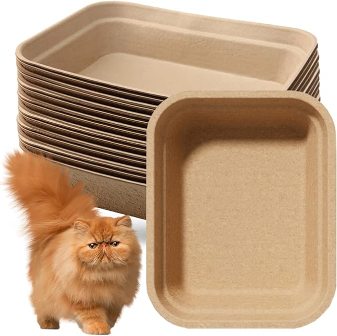 15 Pack Disposable Litter Boxes for Cats Paper Tray Travel Toilet Cat Litter Box for Indoor Outdoor for Hamster, Guinea Pig, Mice, Bunny,Small Animals 16.7 x 13.4 x 4 Inch
