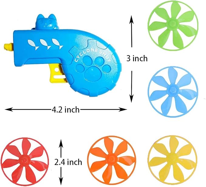12 Pieces Cat Fetch Toy, Flying Pet Toys Saucer Launcher for Indoor, Disc Toys Training Chasing with Colorful Propellers, Kids Outdoor Toys