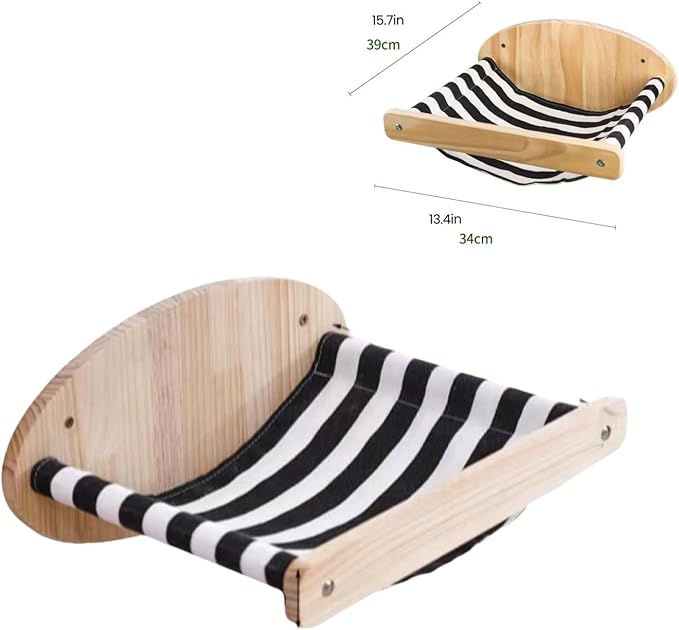 Cat Scratching Staircase, Wooden Climbing Post for Cats, Stairway Design Cat Climbing Shelf Wall Mounted, Four Step Cat Stairway with Jute Scratching for Cats Perch Platform (Stripes Hammock)