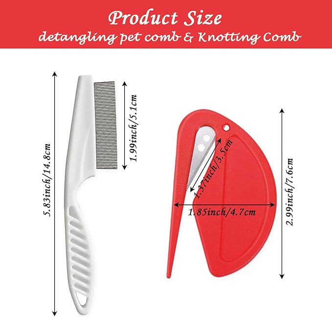 5PCS Pet Knotting Comb for Cats, De Knotting Comb for Dog, Knotting Comb Pet Grooming Tool for Removing Tangled and Grooming Loose Knotted Hair