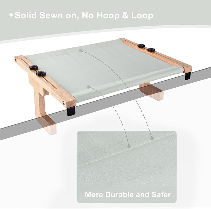 Petmolico Cat Window Perch, Wood Cat Ledge for Window Sill Cat Window Hammock for Indoor Cats up to 40 lbs, Gray