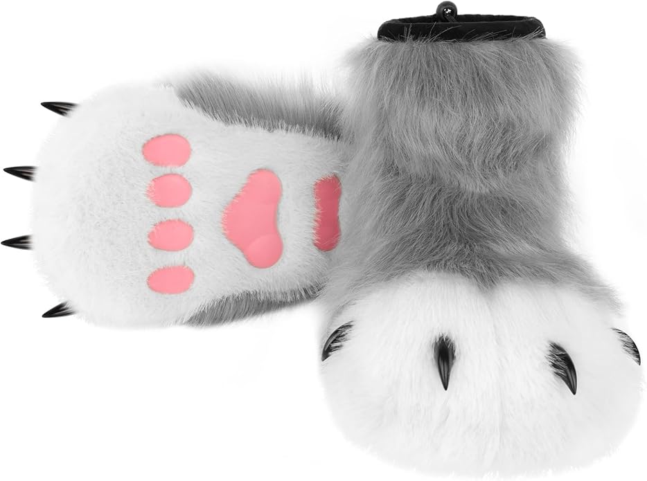 Animal Fuzzy Slippers Bear Cat Wolf Dog Fox Fursuit Feet Paw Claw Shoes Furry Boots Costume Accessories for Adult Kids