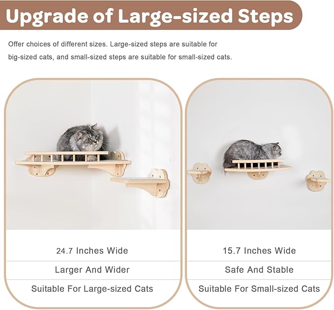 Cat Wall Shelves with 3 Steps and Hammock Cats Wall Furniture for Medium/Small Cats for Climbing Shelf Play Area.
