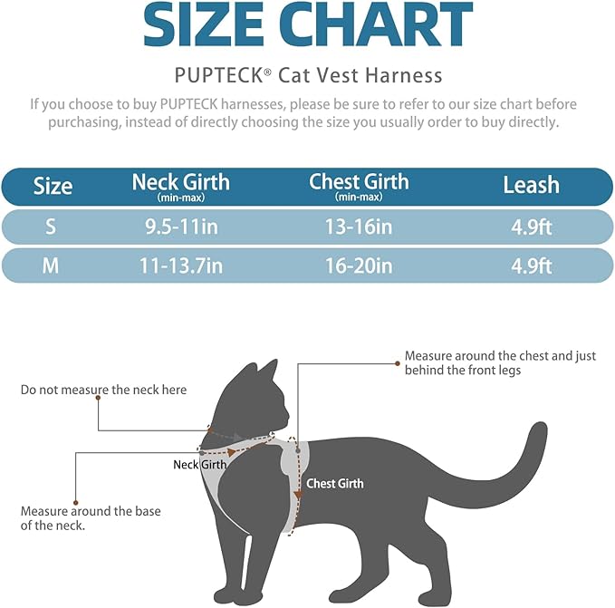 PUPTECK Cat Harness and Leash Set Escape Proof Reflective Cat Walking Harness Adjustable Soft Breathable Mesh Vest for Small Pets, Blue, M