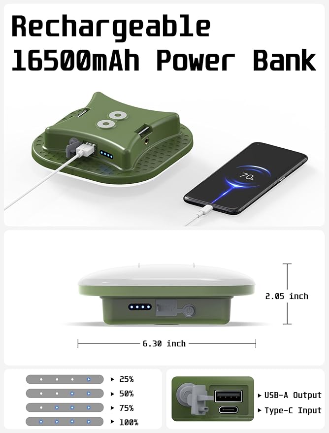 16500mAh 4000LM Camping Light Rechargeable Lantern with Magnet Base, Power Bank, 4 Modes Tent Lights, IP65 Waterproof, Portable LED Flashlight, Power Outage Lights for Home