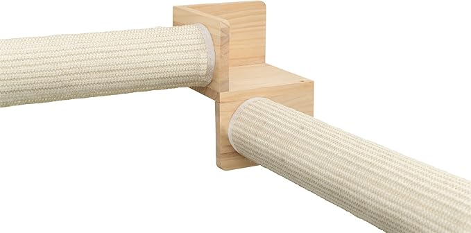 TRIXIE Wall Set 5, Indoor Wall Mounted Cat Climbing System, 2 Sisal Scratching Post for Corners, Cat Ledges, Natural