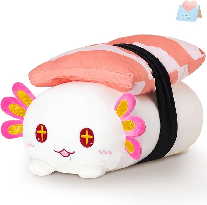 20‘’ Axolotl Plush Stuffed Animals Jumbo Plushie Original Giant Squishy Pillow Cute Kawaii Soft Sushi Axolotl Home Sofa Decoration for Kids Girls Boys