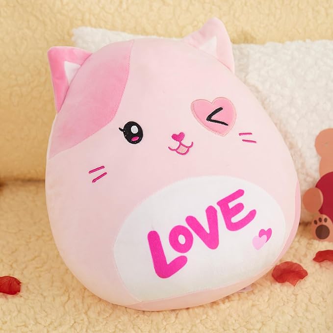 Athoinsu Cat Plush Pillow Soft Squishy Kitty Stuffed Animal Kawaii Toy Gifts for Kids Girls & Boys 13 Inch