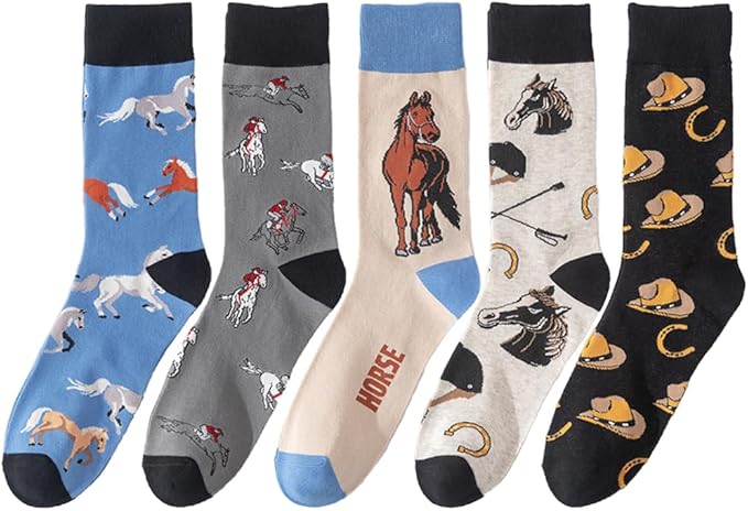 5 Pairs Cute Animal Crew Socks Fun Casual Cotton Calf Socks for Women